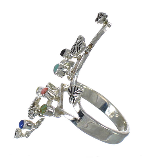 Southwestern Silver Multicolor Jewelry Ring Size 5 YX75152
